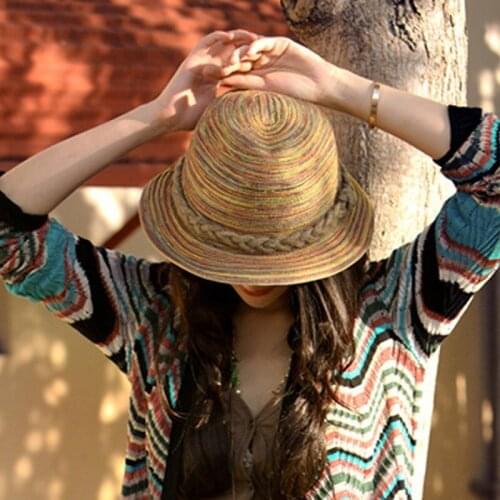 Summer Fashion Elegant Sun Hats Casual Beach Straw Breathable Travel Hat Bohemia Vintage Outdoor Sun Prevent Cap Hats for Women