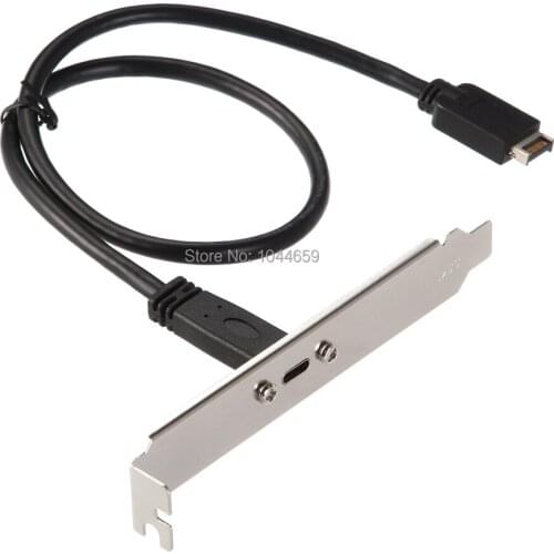 High Quality USB3.1 TYPE-E Male to TYPE-C Female 10Gb Motherboard Back Panel 50cm Expansion Cable Panel Bracket with Nut Screw