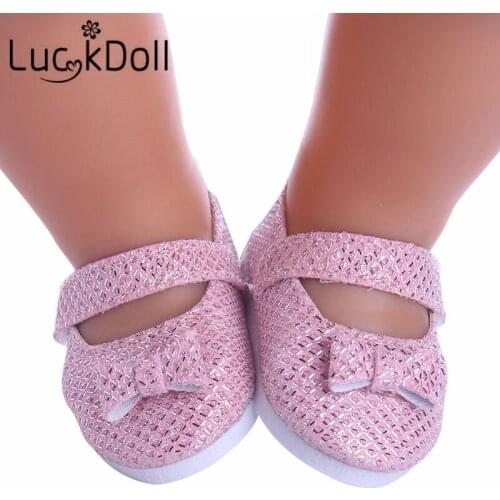 Bright Bow-Knot Sequin Shoes Wear Fit 18 Inch American&43 CM Baby Doll Clothes Accessories,Girls Toys,Generation,Birthday Gift