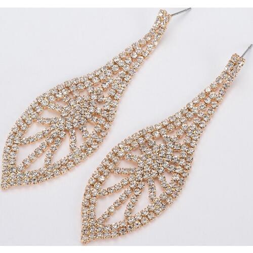 YFJEWE New Style Elegant Rhinestone Earrings for Bridal Wedding Jewelry Crystal Gold and Silver Plated Bridal Wedding Gift E387