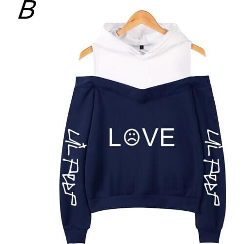 Lil Peep Off-the-shoulder Hoody women Emo Rapper Cry Baby Gedrukt Sweatshirt Maten Voor Casual Fashion print Sweatshirt Pullover