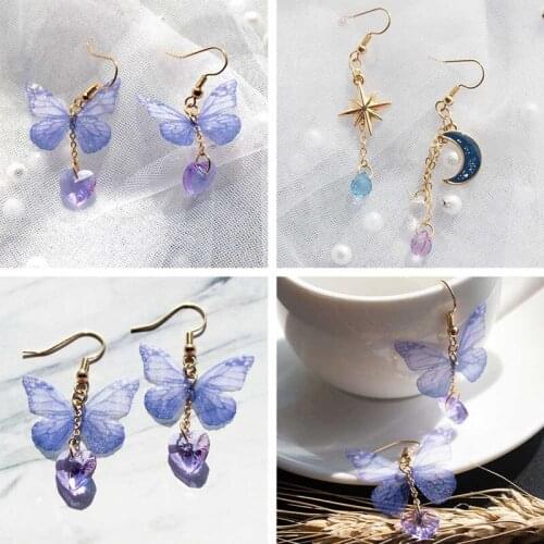 Fashion Personality Lovely Purpou Butterfly Stud Earrings Cute Enamel Beautiful Earrings For Women Trendy Alloy Jewelry Accessor