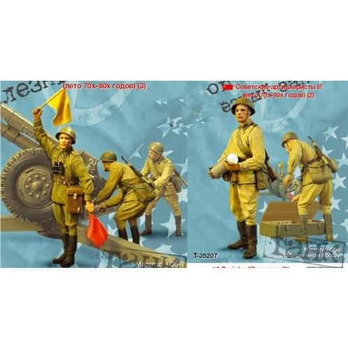 1:35 scale WW2 Soviet artillery 5 People (including ammunition box) miniatures WWII Resin Model Kit figure Free Shipping