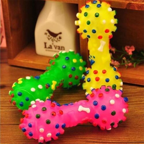 1pcs Pet Dog Cat Puppy Sound Polka Dot Squeaky Toy Rubber Dumbbell Chewing Funny Toy