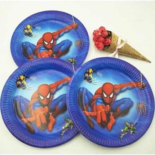 Spiderman Theme Party Supplies Party Plate Cartoon Plate Birthday Favors for Kids Disposable Plates