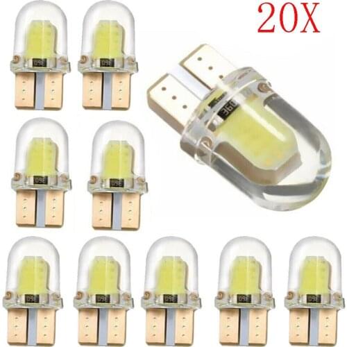 20Pcs 12V Car T10 W5W LED COB Silicone Bright Turn Signal Side Light Lamp Bulb