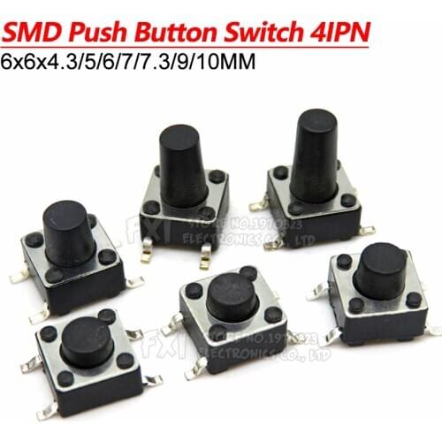 20PCS SMD 4PIN 6x6x4.3/5/6/7/8/9/10 mm Micro Tact Switch 0.5A 50V Ibuw Push Button Switches