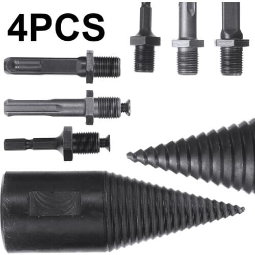 4Pcs High Speed Steel Log Splitter Firewood Wood Splitting Splitter Electric Hammer Drill Cone For Woodworking 32mm