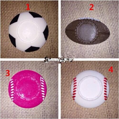 50pcs Brown/White/Hot Pink Flatback Resin Ball Rugby Baseball Charm Finding,Base Setting Tray, for 25mm Cabochon/Cameo