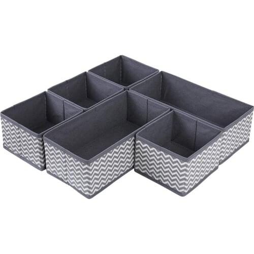 BalleenShiny Six-piece Wavy Pattern Non-woven Underwear Storage Box Foldable Drawer Socks Organizer Box Clothing Storage Box