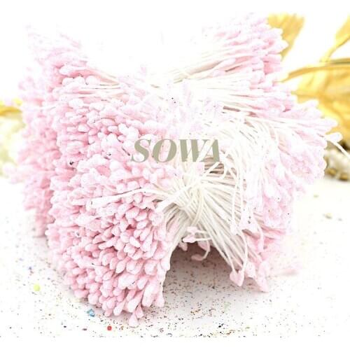 Free Shipping 3mm 800pcs Light Pink color Floral Glitter Stamen Pistil Cake Decorating Craft wedding card DIY