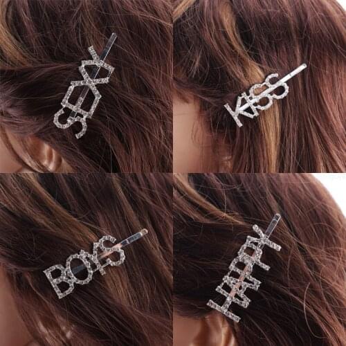Shining Star Drippin Miss Letter Hairpins Crystal Rhinestones Word Hair Clips Women Styling Tool Girls Diamond Hair Accessories