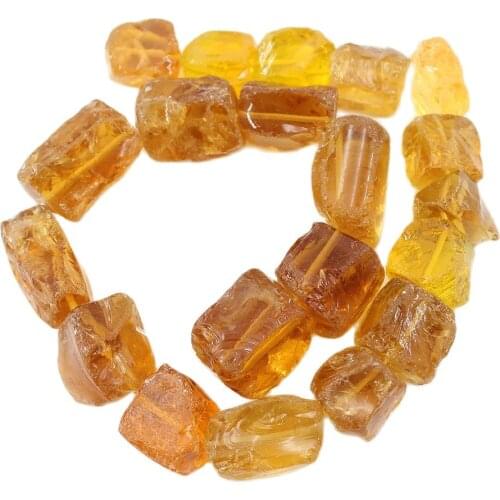APDGG Natural Yellow Orange Glass Quartz Crystal Rough Nugget Loose Beads 15" Jewelry Making DIY