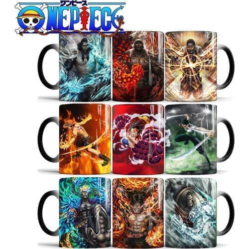 One piece luffy zoro ace coffee Mugs Heat Sensitive Tea Milk Cup color Changing Magic Ceramic Mug best gift mug drop shipping