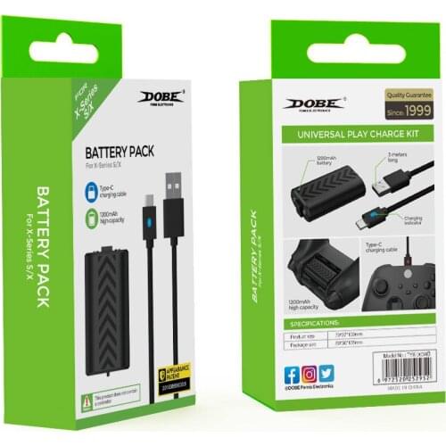 For Xbox Series S / X Game Handle Controller Gamepad 1200mAh Battery Pack + 3M Braided Cord With Charging Indicator