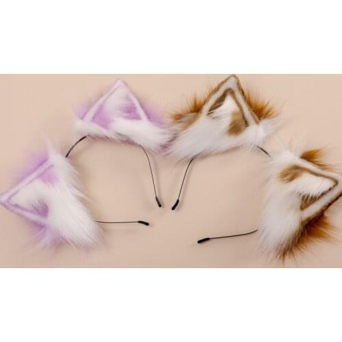 Handmade Fox Wolf Cat Ears Headwear Costume Accessories Hairpins for Halloween Christmas Cosplay Party 2pcs