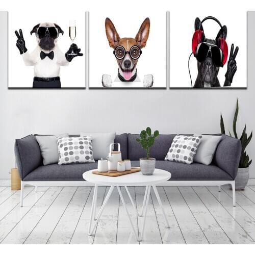 French Bulldog Dog HD wallpaper 3 panel Poster and Print Canvas Painting Picture for Living Room Home Decor