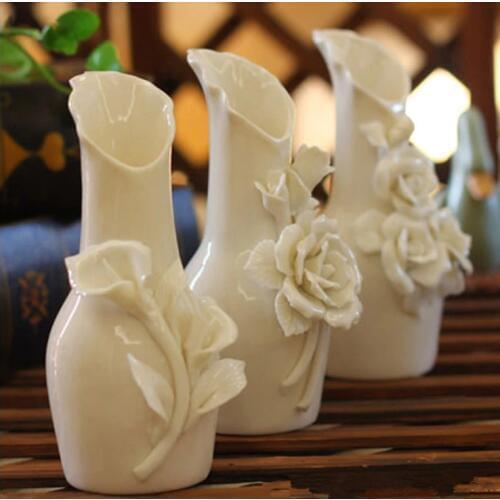 China Ceramics Vase fashion White Color vase married the living room Decoration Small Flower Receptacle for Gift Furnishing Home