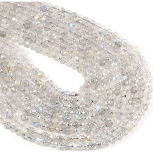 Round Natural Stone Beads Flash Labradorites Loose Stone Bead for Bracelet Necklace Jewelry Making DIY Size 2mm/3mm/4mm