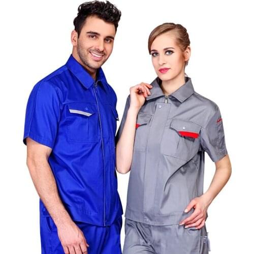 Summer Work Clothing For Men Women Short-sleeves Breathable Sweat-absorbent Loose repairmen working uniforms Coverall Customized
