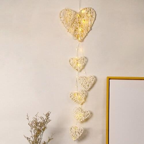 Valentine Day Love Dream Catcher Creative Rattan Dream Catcher Mothers Day Dream Catcher Light Up Heart Wall Art Decor Gift