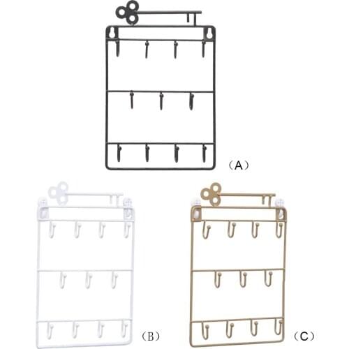 Modern Style Iron Metal Hook Wall Mounted 11 Hangers Hooks Key Holder Coat Hat Storage Rack Home Decoration Organizer Holder