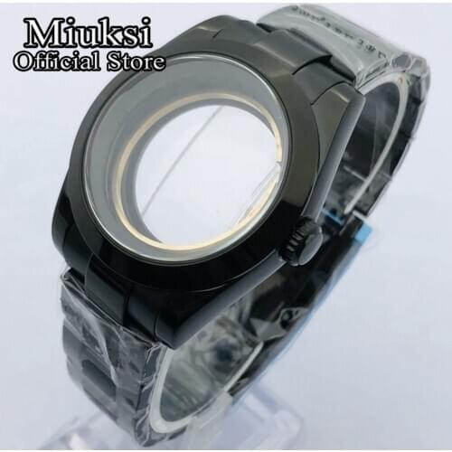 Miuksi 40mm sapphire glass black PVD case fit NH35 NH36 ETA 2836 Miyota 8205 8215 821A Mingzhu DG2813 3804 movement