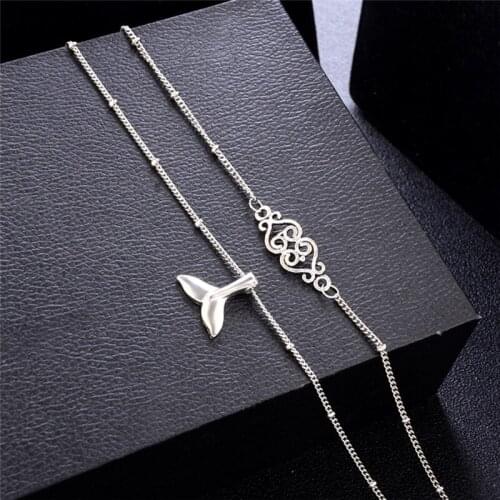 Multilayer Fish Tail Silver Anklet Bracelet Barefoot Sandal Beach Jewelry