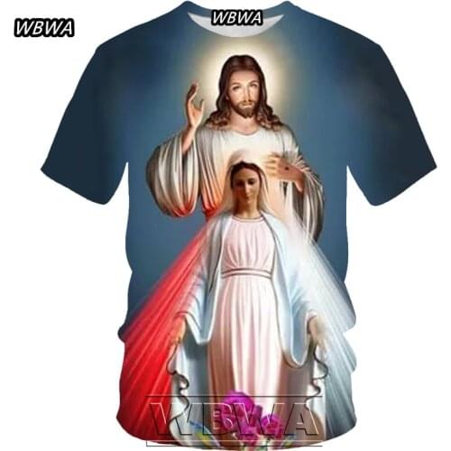 2021 New Fashion Summer Casual Streetwear Harajuku God Cartoon Men Tee Shirts Religion Christ Jesus 3D Print Mens T-Shirt