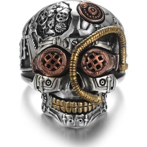 Punk Rock Mix Color Titanium Steel Skull Finger Ring For Men Male Big Size 2018 New High quality 21G Weight Drop Shipping RA-049