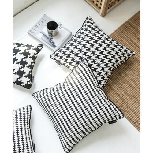 35x55/45x45/55x55cm black white houndstooth cushion cover grid cotton throw pillowcase houndstooth check waist pillow cover