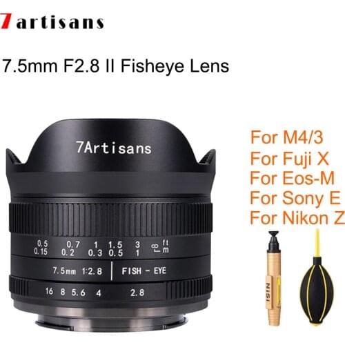 7artisans 7.5mm F2.8 II V2.0 APS-C Format Fisheye Lens with 190Angle of View for Sony E Fuji Nikon Z M4/3 Mirrorless Cameras