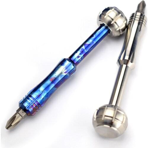 Titanium Alloy EDC Screwdriver Disassembly Outdoor Portable Gadget Cross Bit Riding Equipment Titanium Screwdriver