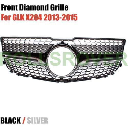 ROLLSROVER Front Bumper Diamond Grille Grill For GLK X204 2013-2015 Silver Black
