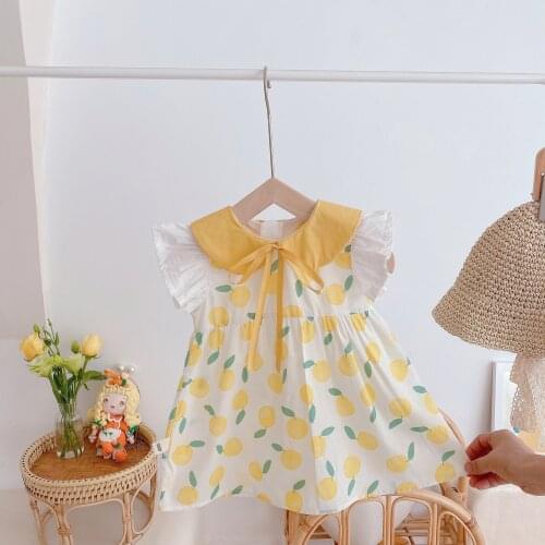 0-3 years Baby Girls Lemon Printed Sleevelss Dress