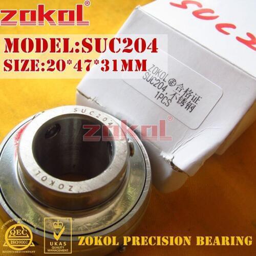 ZOKOL bearing UC204 SUC204 90504 Stainless steel Pillow Block Ball Bearing 20*47*31mm