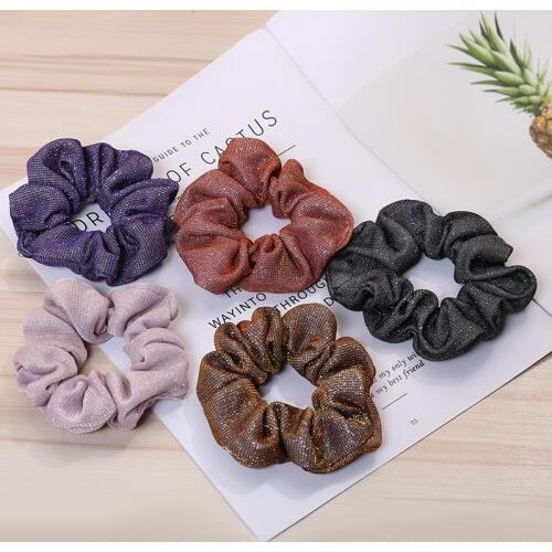 New arrival Fashion women lovely shinning Hair bands cute solid hair scrunchies girls hair Tie Accessories Ponytail Holder