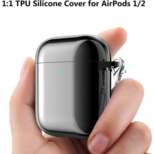 2021 New 1:1 Silicone Case with Keychain for AirPods 2 Electroplating TPU 360°Protective Cover for Appel AirPods 2 1 Accessories