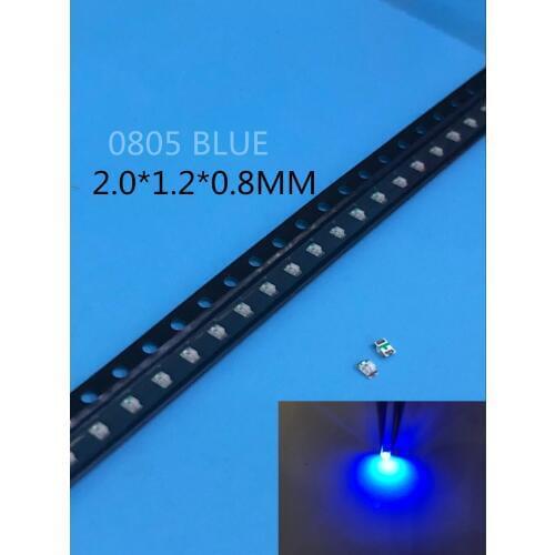 100PCS SMD 0805 Blue Super Bright SMD LED Lamps Diodes 0805 LED 0805 diodes 460-465nm 80-120mcd 3.0-3.4v light-emitting diode
