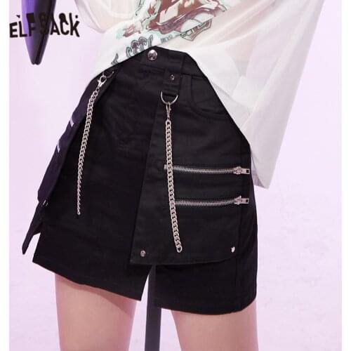 ELFSACK Solid Pure High Waist Casual Women Mini Skirts,2021 Summer Stylish Chic Zipper Sexy Ladies Basic Daily Bottom
