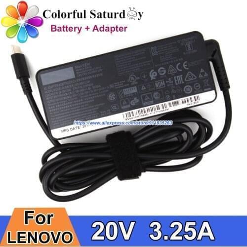 Original 20V 3.25A 65W AC Adapter Charger ADLX65YLC3A SA10M13045 01FR028 01FR024 For LENOVO S2 YOGA 2018 E15 E14 L380 T570 T470