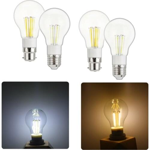4PCS/A lot LED Bulb 3W 4W 6W Lamps AC 85-265V DC 12V A55 E27 LED COB Filament Light B22 Bayonet Cold Warm White Lamp Home Decor