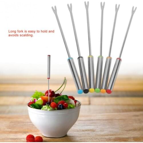 6pcs / Set Stainless Steel Chocolate Fork Hot Fork Cheese Fork Dessert Fork Fruit Fondue Cooking Tools 2019 Hot Sale