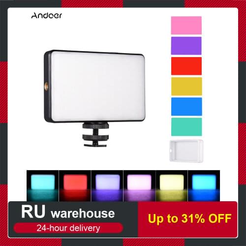 Andoer ST120 Pocket LED Video Light Rechargeable Fill Light 2500K-9000K Bi-color Temperature Dimmable CRI95+ w/ Silicon Diffuser