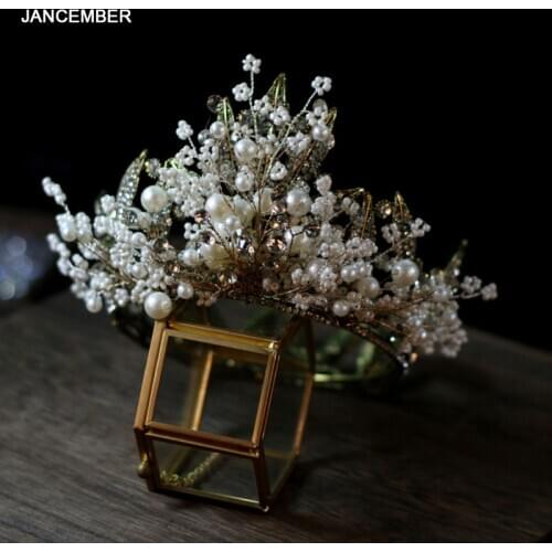 C003 Luxurious Pearls Bridal Crown Rhinestone Crown Wedding Party Dual-Use Wedding Accessories For Women Coroa De Noiva