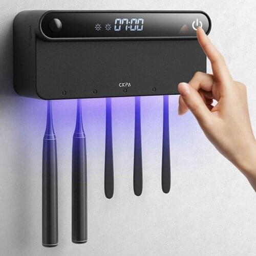 NEW UV Toothbrush Holder Sterilizer Toothpaste Squeezer Dispenser LED Displayed Timming Disinfection Bathroom Accessories Set