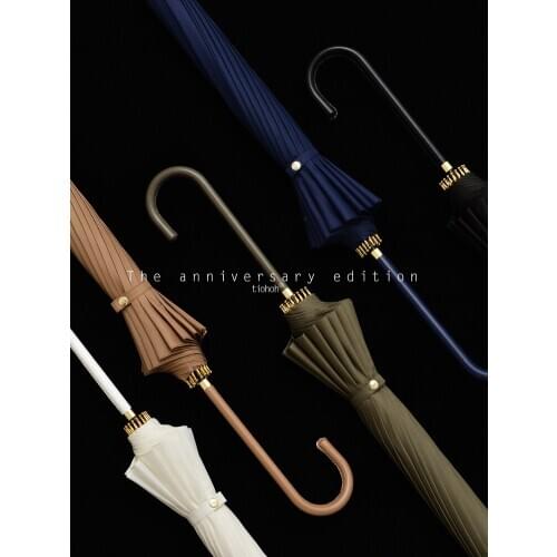 Long Handle British Retro 16 Bone Windproof Rain Dual-Use Creative Japanese Straight Handle Female Large Korean Mori