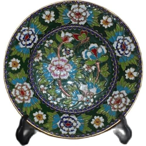 China old Beijing old goods Red copper cloisonne plate decoration