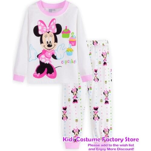2PCS New Kids Minnie Pajamas Sets Baby Girls And Boys Clothes Pijamas Cartoon Long Sleeve T-shirt+Pants Set 1-7Y