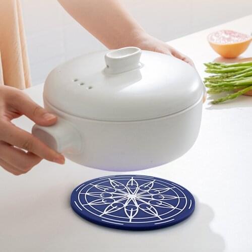 Nordic Silicone Coaster Tea Coffee Cup Pad Round Cup Mats Durable Heat Resistant Line Art Pattern Placemat Table Pad Decoration